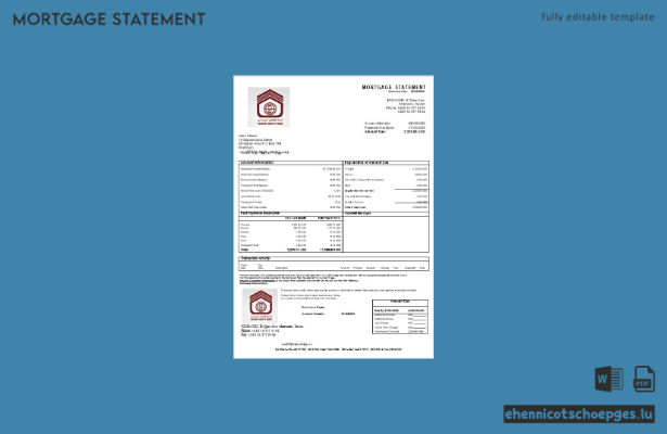 Beispielansicht eines Hypothekenauszugs der Sudanesischen Nationalbank in Word- und PDF-Formaten